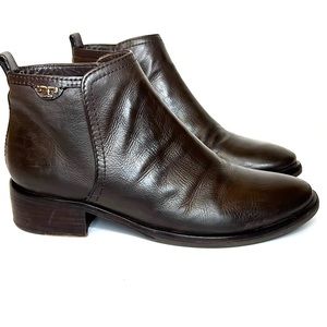 Tory Burch Lexie Leather Chelsea Ankle Boots 7.5 Brown Career Fall Office